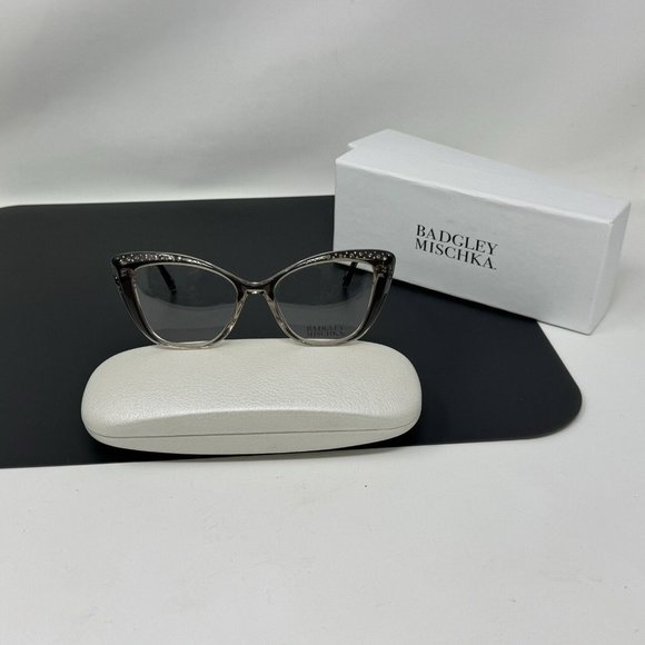 Badgley Mischka Maxina With Gem Stones Almond 52 [] 17 Eyeglasses Frame Cat Eye - Picture 1 of 14